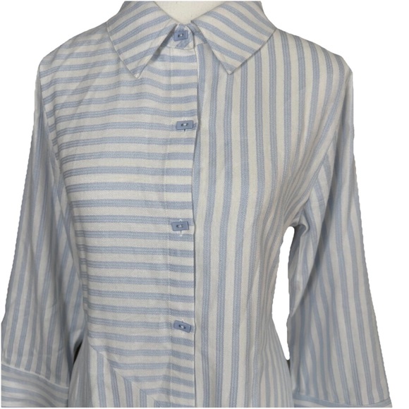 Soft Surroundings Standout Tunic Shirt Blouse White Striped Asymmetrical Hem XS - Picture 3 of 8